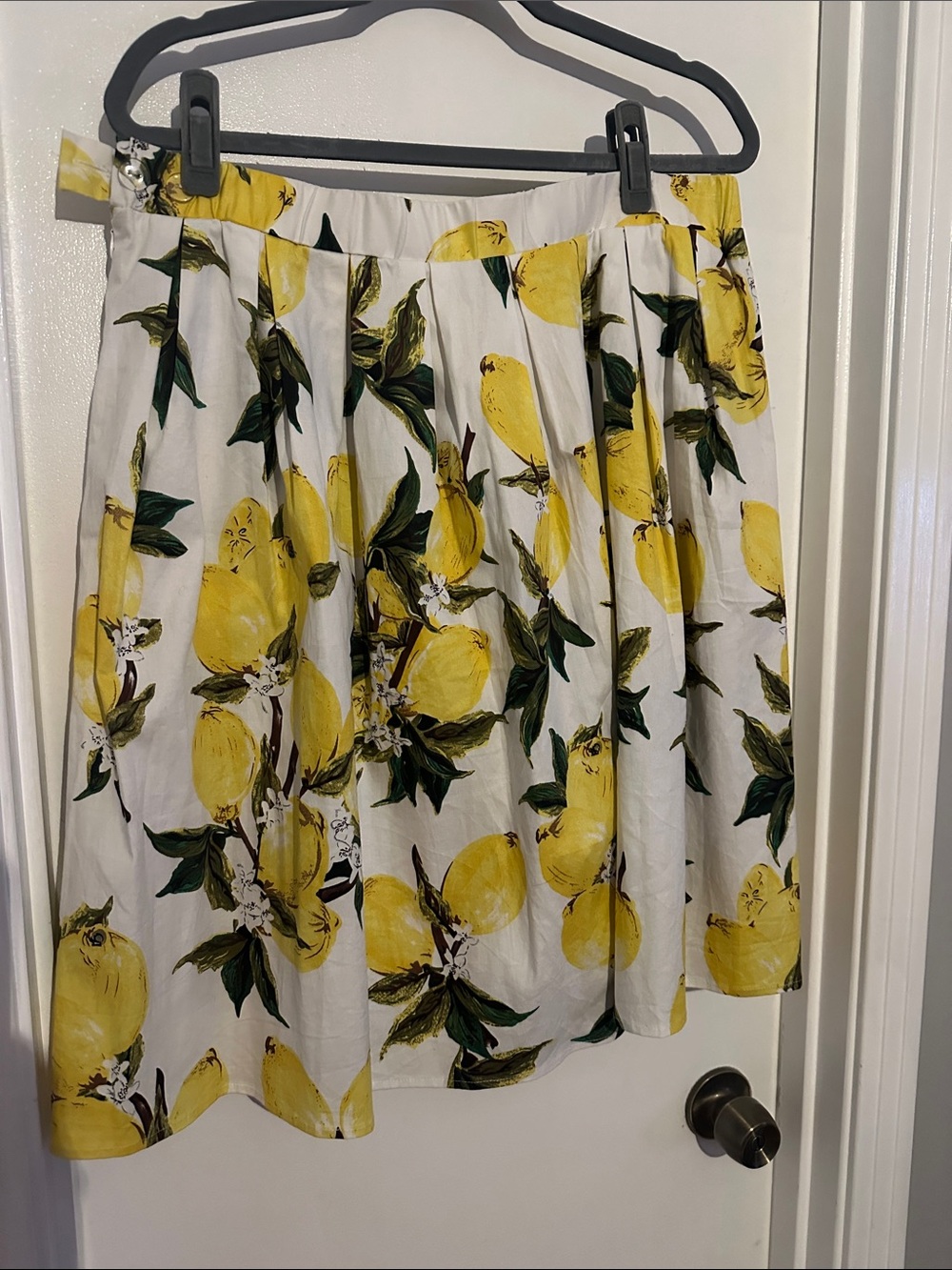 Amazon Lemon Print Circle Skirt - White and Yellow
